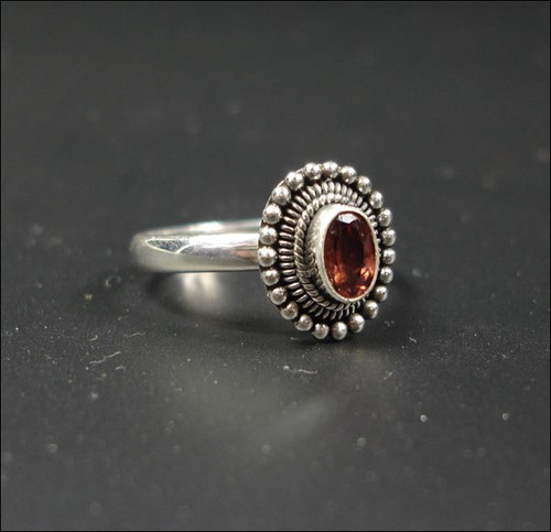 Ring granat rot - granat, silber