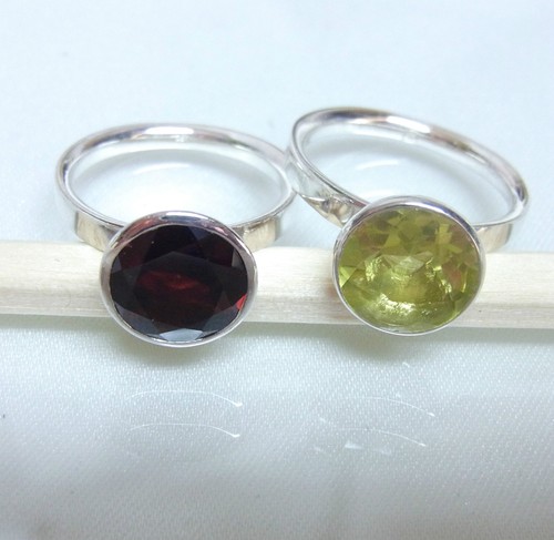 Granat oder peridot silberring - granat,