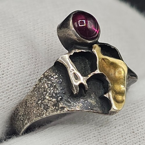 Granat silber ring modernist - granat,