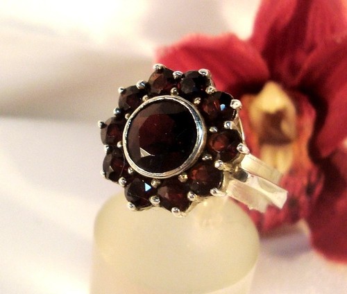 Granat ring 925 silber garnet - ring,