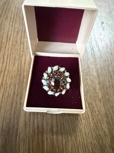 Goldring mit granat - granat, und