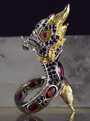 Ring silber 925 750 saphir - 750,