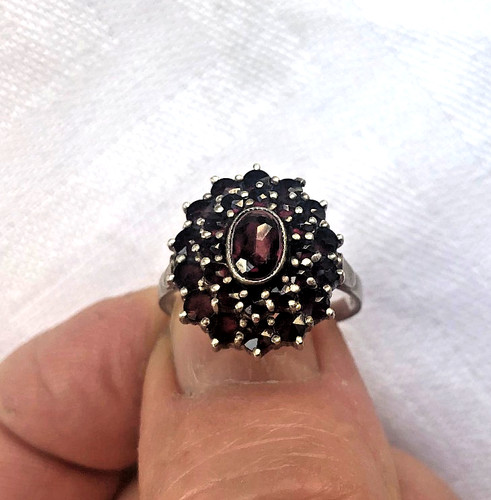 Granat ring 900er silber - granat,