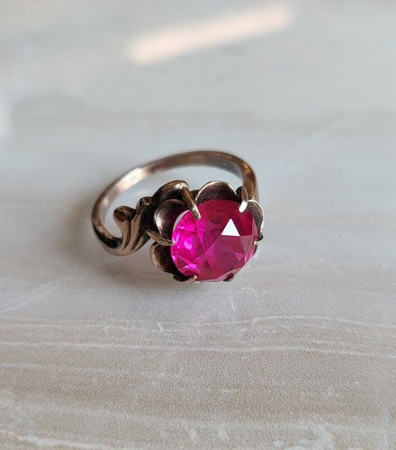 Vintage silber ring mit rubin - mit,