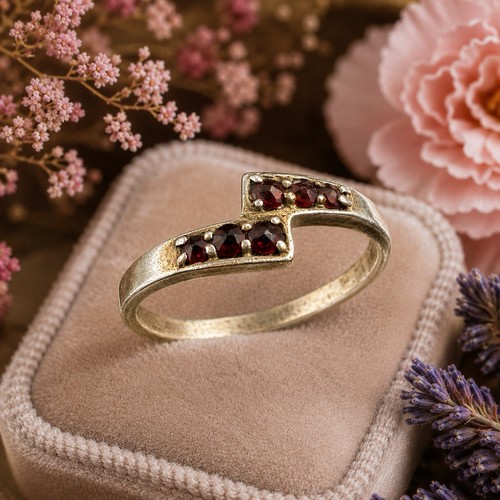 Antiker granat ring 900 - 900, silber