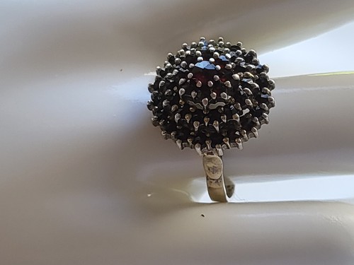 Antiker granatring silber - granatring,
