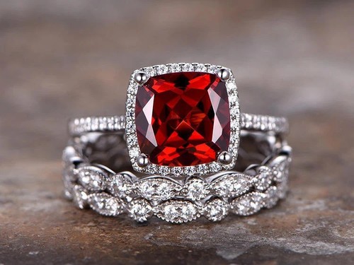 3ct moissanit roter granat - roter,