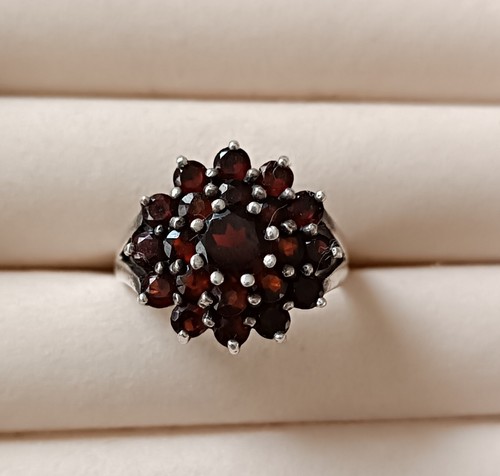 Vintage granat ring - 925, silber
