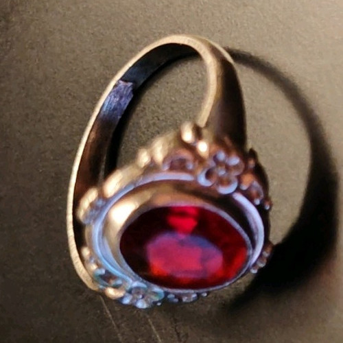 Silberring 800 ovaler - , roter