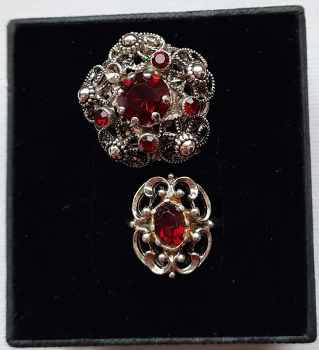 Granat ring und brosche antik - ring,