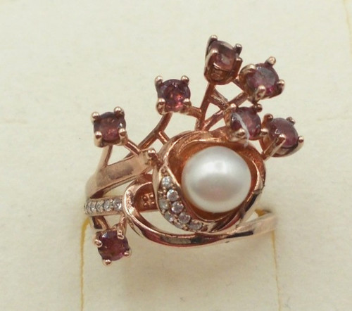 Perle granat ring - perle,, granat-