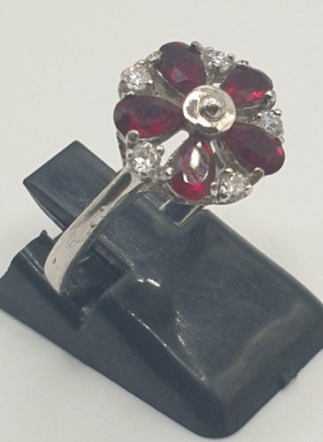 Ring silber 925 blume granat - silber,